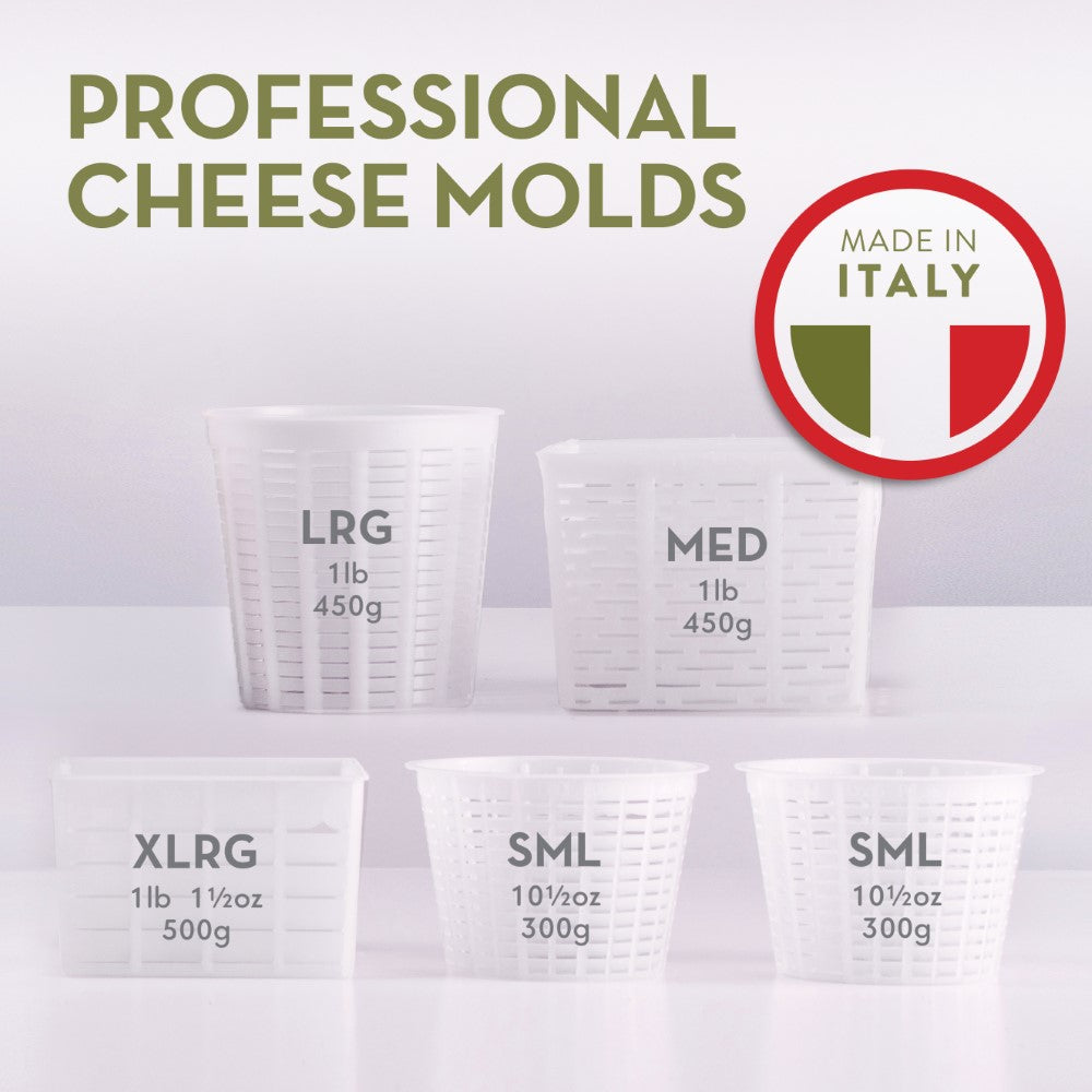 Cheese Molds for Cheese Making - Set of 5 - Made in Italy