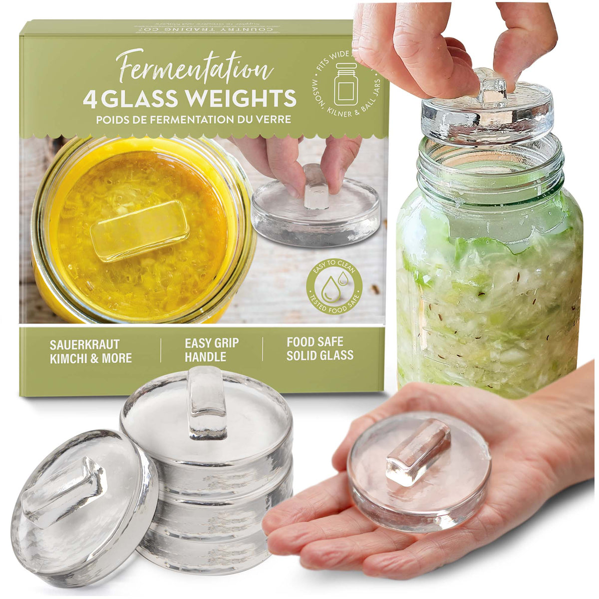 Vegetable Fermentation Weights with Easy Grip Handles - Set of 4 – Country  Trading Co US
