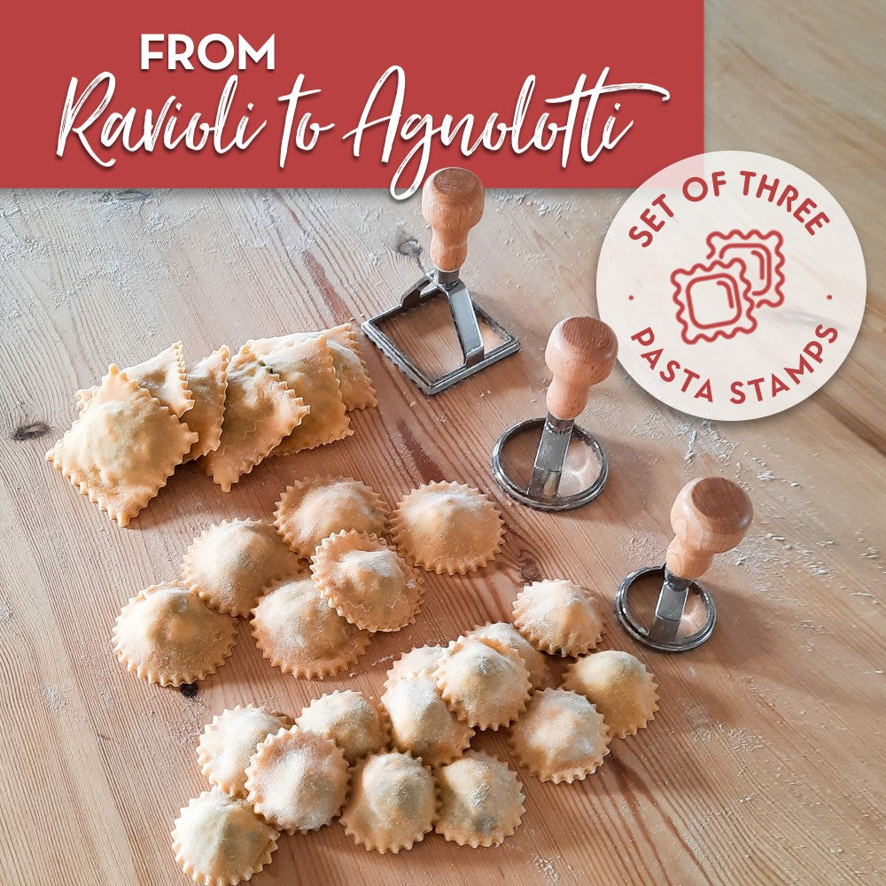 Ravioli Maker Set 3 Stamps + Complete Ravioli Making Recipe Book