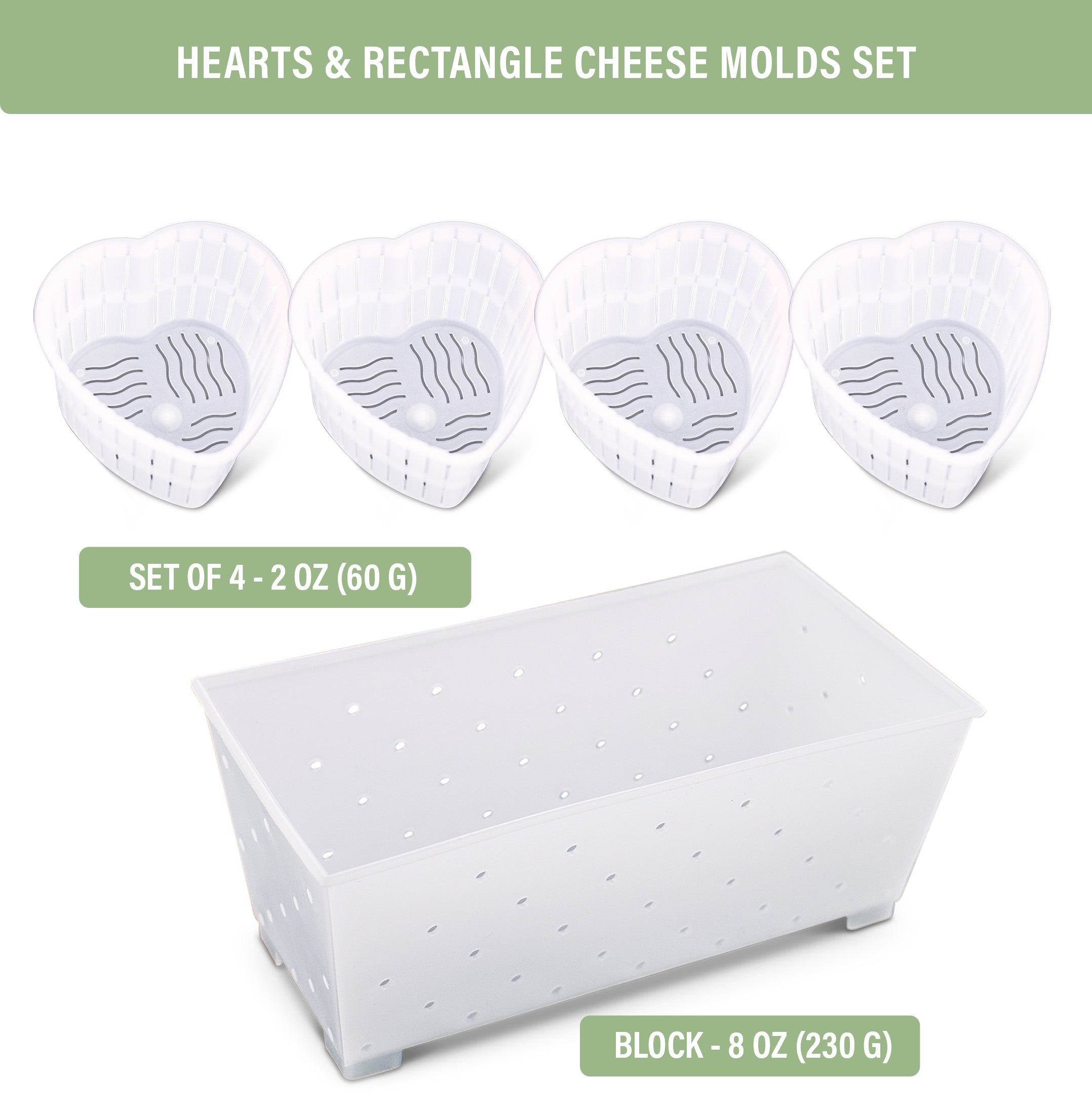 Tray and draining mat  Moulding of soft cheese in block moulds