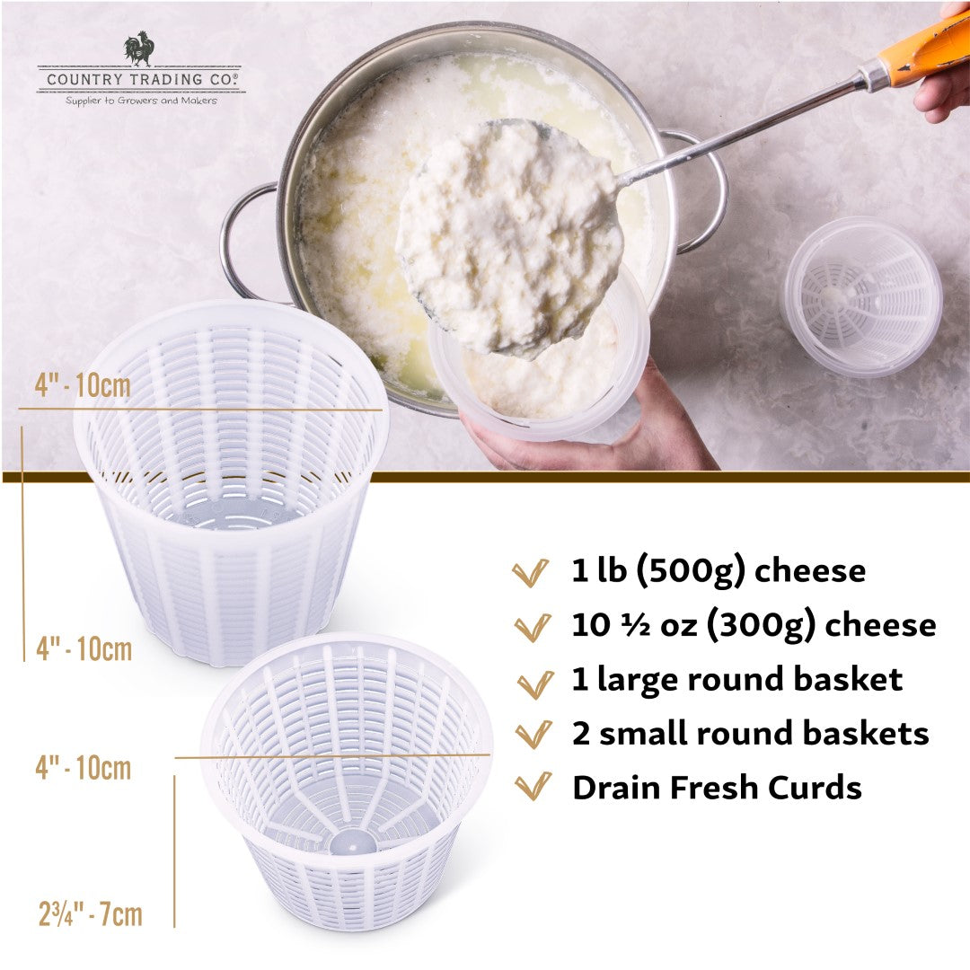 Cheese Molds Set of 5 Square + Round Cheesemaking Draining Baskets