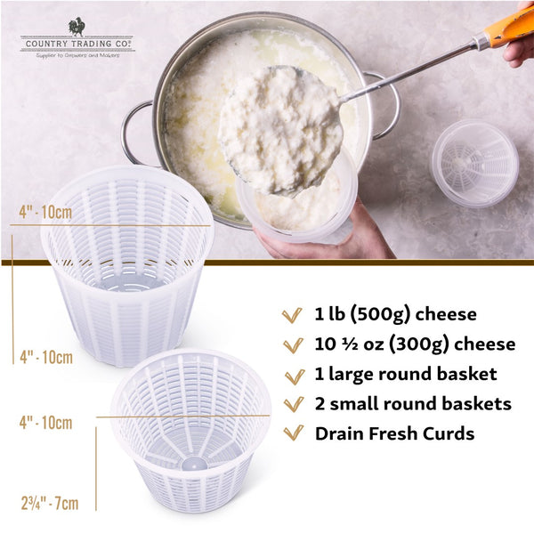 Ricotta cheese draining basket molds